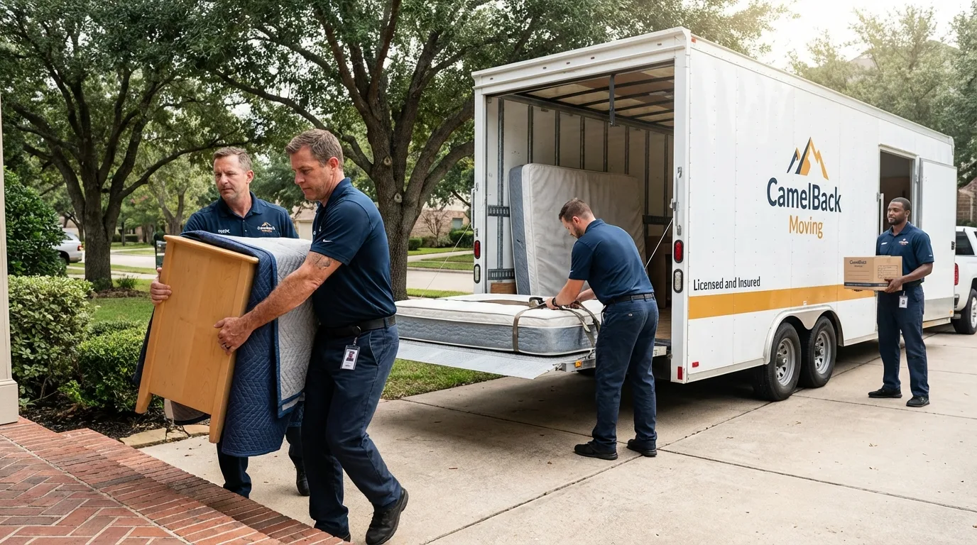 Crew loading residential truck for cross-state move from Crisfield, MD